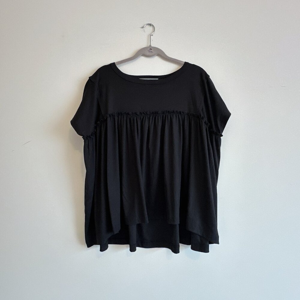 Three Bird Nest Oversized Sunday Morning Babydoll Top in Black